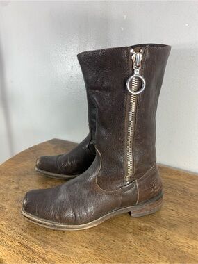 Frye cowboy style distressed leather boots